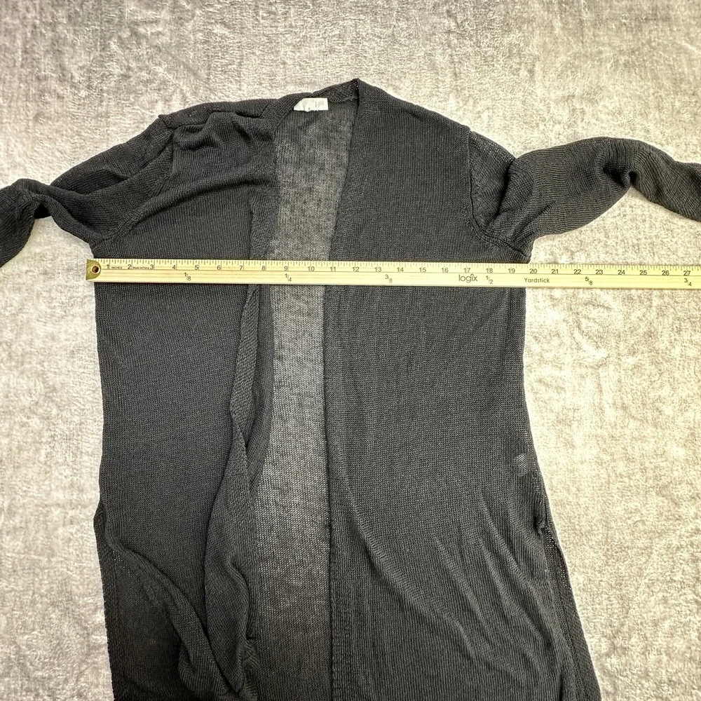 J Jill Cardigan Sweater Womens Large Black Open Front Lightweight Linen Blend
